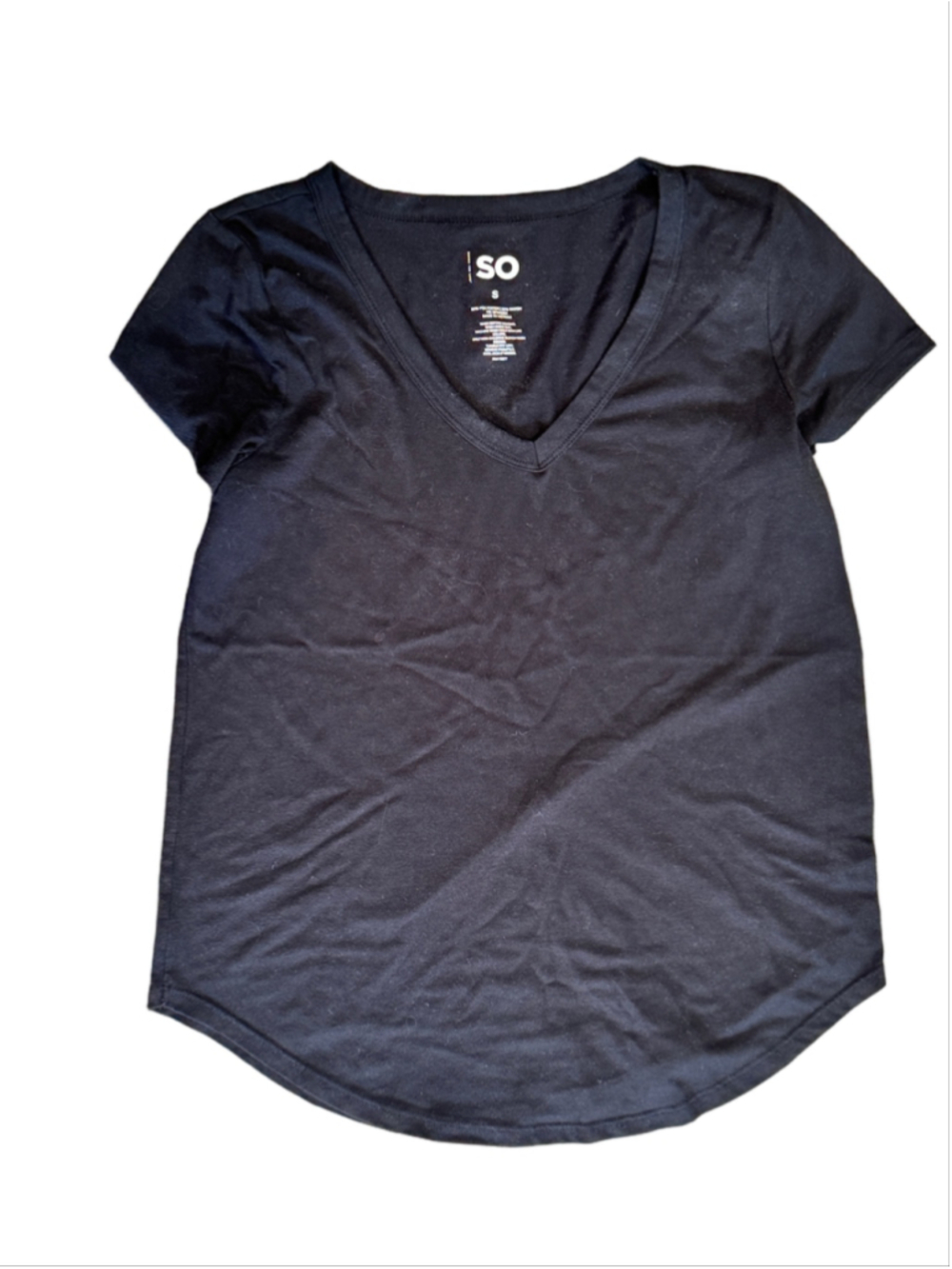 O Favorite V-Neck Black Scoop Hem Tee